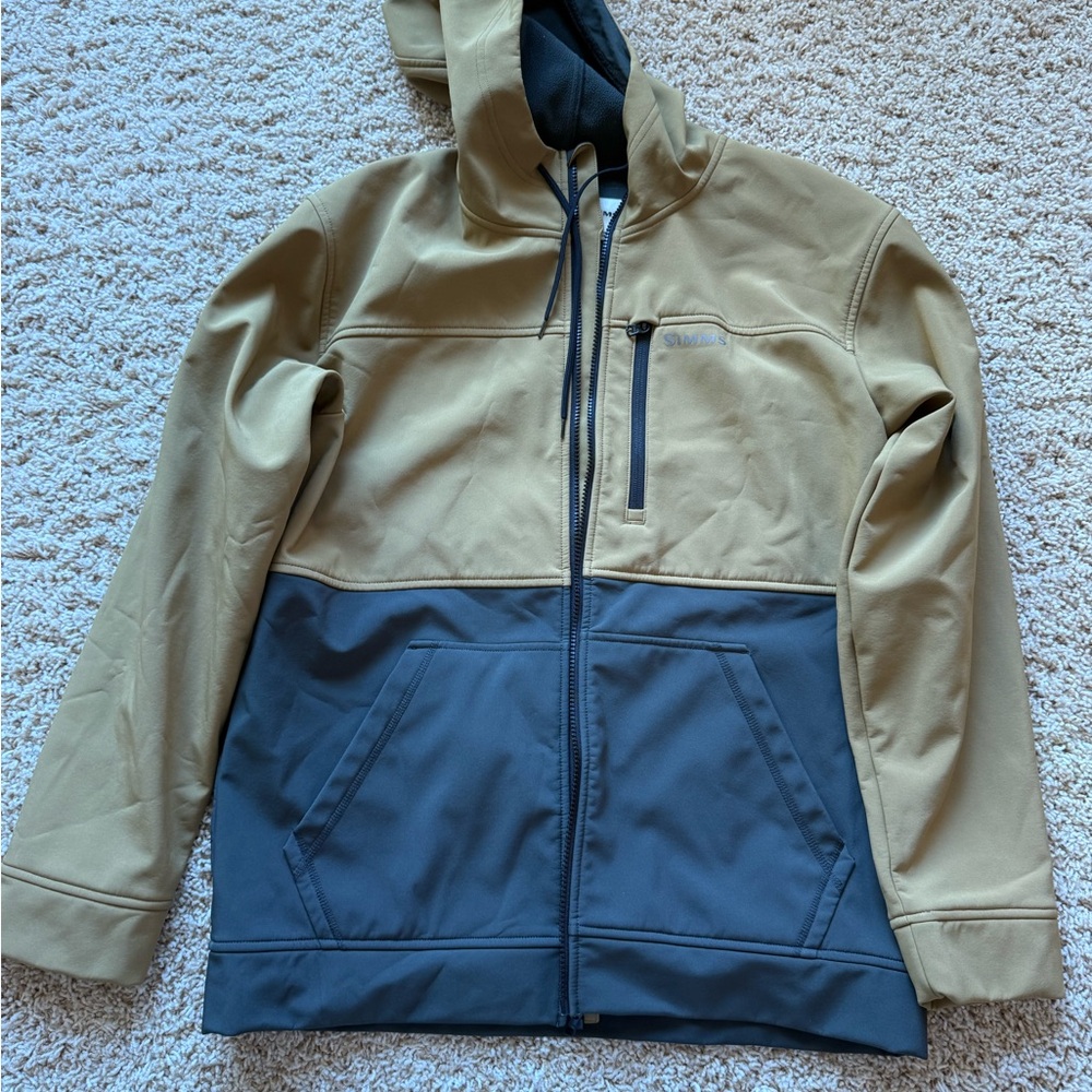 Simms Tan and Gray Hooded Windbreaker